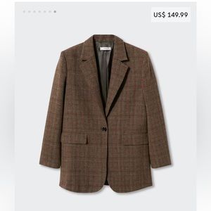 Mango Check suit blazer - Chocolate Brown